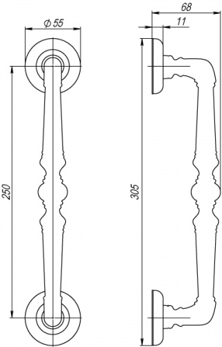 Ручка-скоба PALAZZO PULL SM RB-10 французское золото (1 штука)