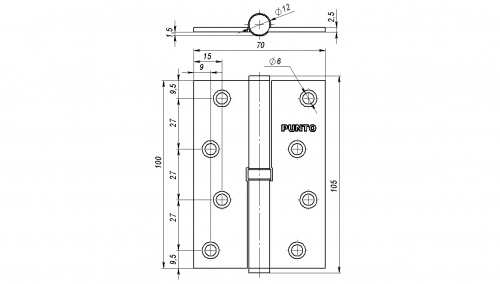 Петля съемная 113/HD-4 AC right (медь) правая ПОДВЕС