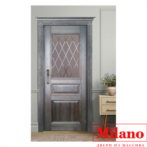 Дверь из массива сосны брашированной Milano "Baget 1" Багет 1 венге мореный