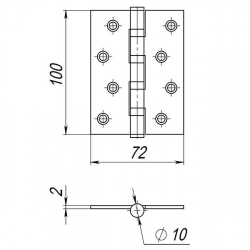 Петля универсальная 4B/P 100x70x2 AB (бронза) ПАКЕТ