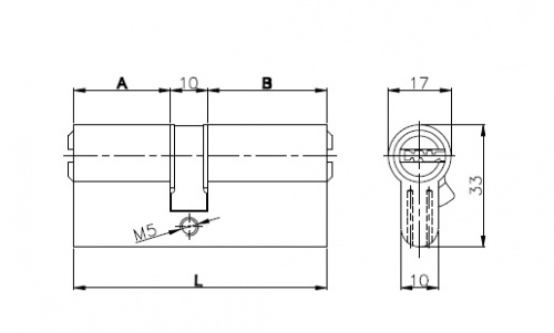 Цилиндровый механизм с вертушкой 164 OBS SCE/68 (26+10+32) mm никель 5 кл.