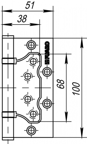 Петля универсальная без врезки 500-2BB/BL 100x2,5 SB (мат. золото) БЛИСТЕР