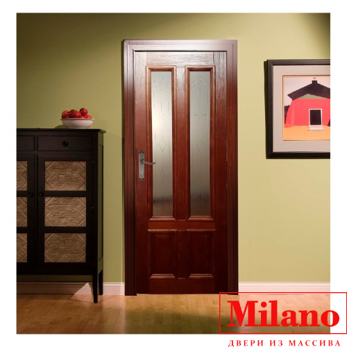 Дверь из массива сосны брашированной Milano "Baget 3" Багет 3 красное дерево
