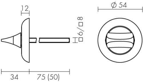 Ручка поворотная HMR6x50 CP